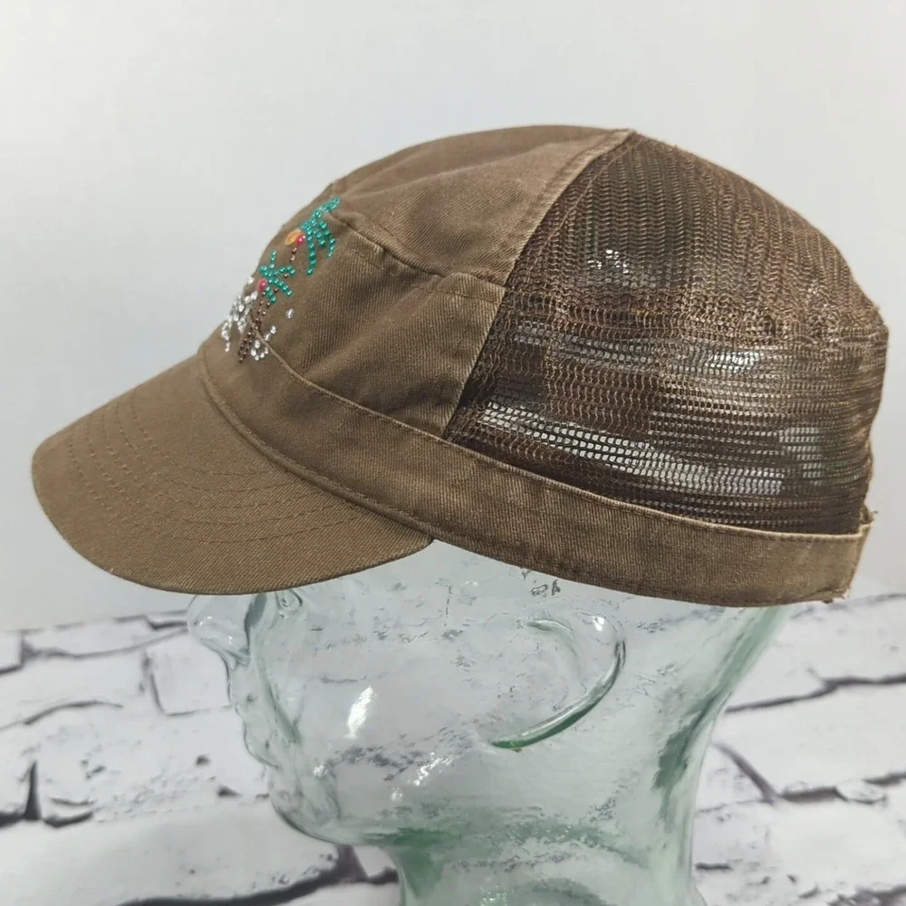 Hawaii Rhinestone Brown Hat Adjustable Ball Cap‎